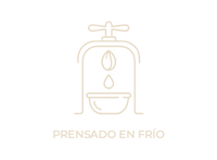 Sello de proceso Amanitas: icono técnico de prensado en frío que representa nuestro método artesanal de extracción, garantizando la conservación de todas las propiedades nutritivas y beneficios naturales de nuestros aceites.